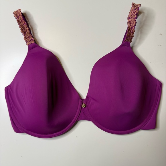 Natori Purple Underwire Bra with Lace Straps size 36 DDD GUC - Picture 1 of 6
